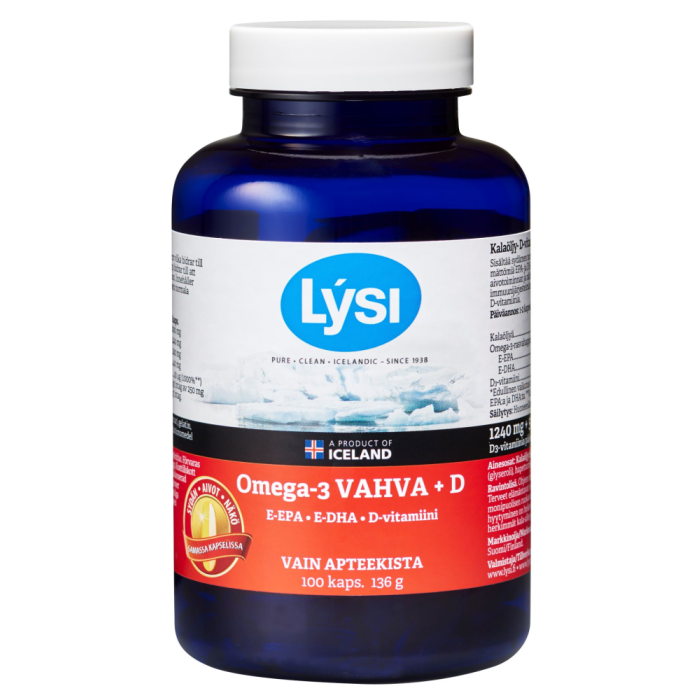Lysi Omega-3 Vahva + D 100 kaps kuva 2