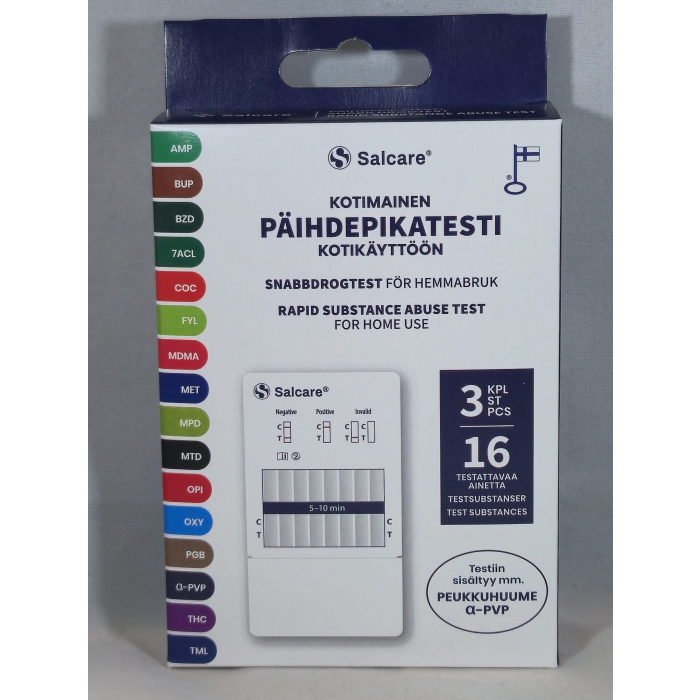 Salcare Päihdepikatesti 16 testattavaa ainetta 3 testiä / laatikossa