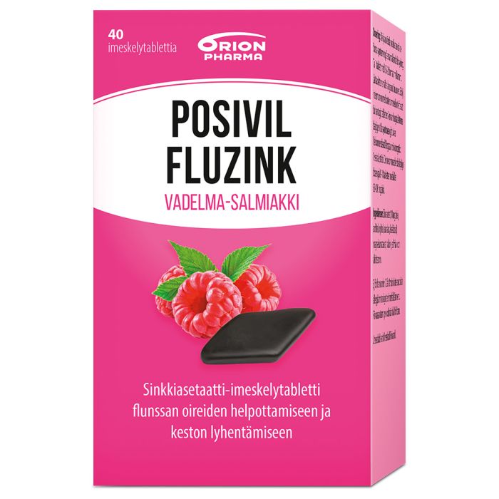Posivil FluZink vadelma-salmiakki 40 imeskelytablettia kuva 2