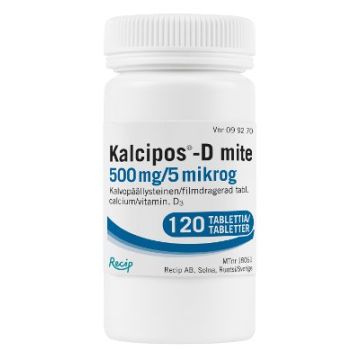 KALCIPOS-D MITE tabletti, kalvopäällysteinen 500 mg/5 mikrog 120 kpl