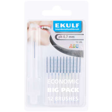 Ekulf hammasväliharja ph ABC 0,7 valkoinen 12 kpl