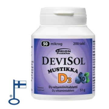 Devisol Mustikka 50 mikrog imeskelytabletti 200 kpl