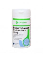 Apteekki Sinkki Tehokuuri 15 mg 30 tabl