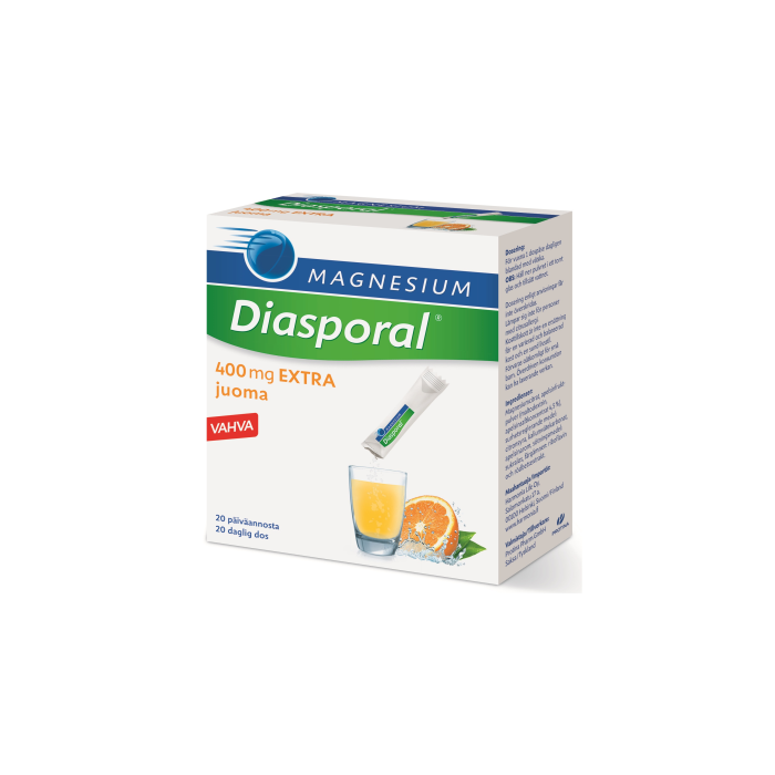 1000020592_Diasporal_magnesium_400_Extra_juomajauhe_annospussi_20_kpl_pakkauskuva_Pakkauskuva11481_jpg